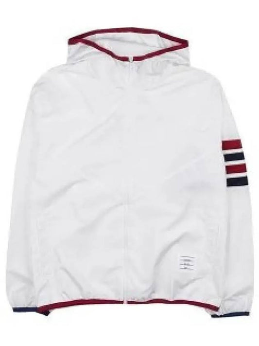 Military Ripstop Mesh 4-Bar Packable Hooded Jacket White - THOM BROWNE - BALAAN 2