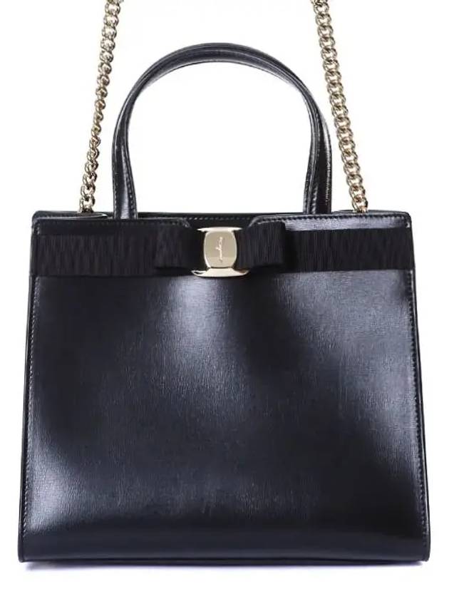 Vara Bow Top Handle Tote Bag Black - SALVATORE FERRAGAMO - BALAAN 2