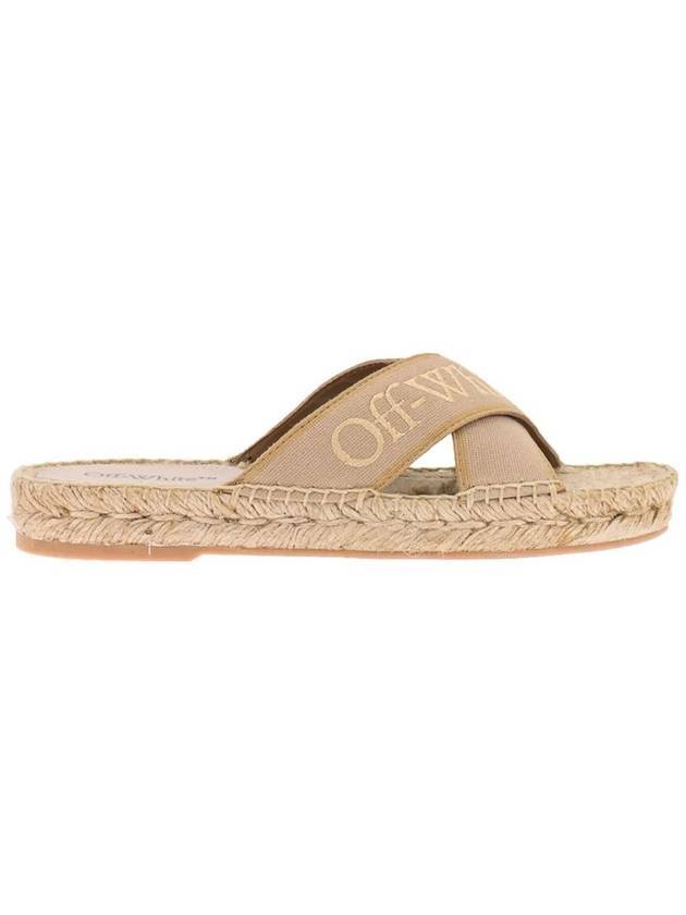 Bookish Logo Strap Slippers Beige - OFF WHITE - BALAAN.