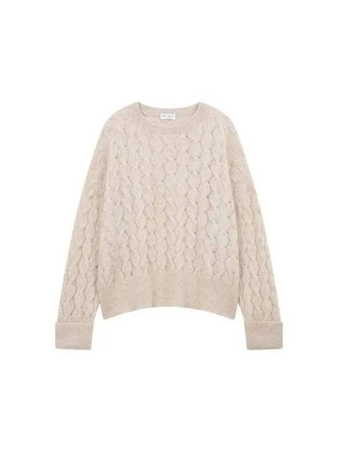 Women s Glitter Cable Easy Knit Beige 271428 - BRUNELLO CUCINELLI - BALAAN 1