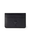 Heart Logo Leather Card Wallet Black - AMI - BALAAN 3