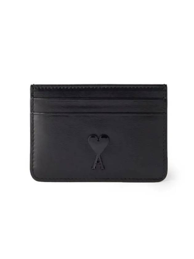 Heart Logo Leather Card Wallet Black - AMI - BALAAN 3