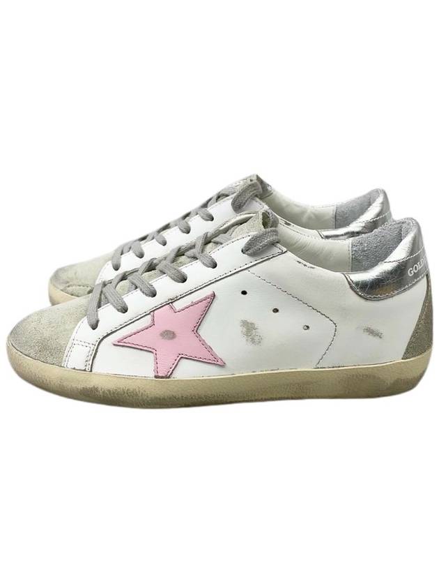 Women's Superstar Silver Heel Tab Pink Star Low Top Sneakers White - GOLDEN GOOSE - BALAAN 3