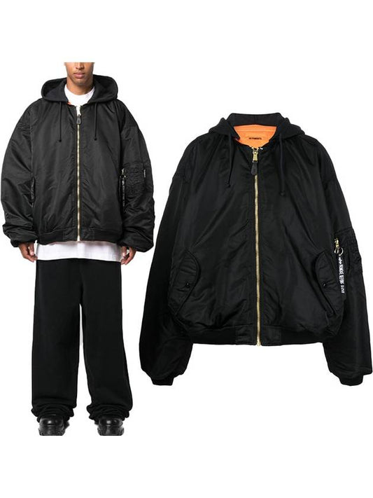 Reversible Bomber Jacket Black - VETEMENTS - BALAAN 2