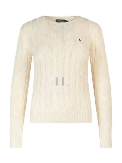 Embroidered Logo Pony Cable Knit Top Cream - POLO RALPH LAUREN - BALAAN 2