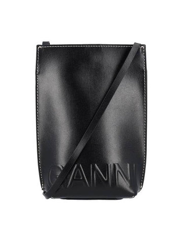 Logo Stitch Mini Cross Bag Black - GANNI - BALAAN.