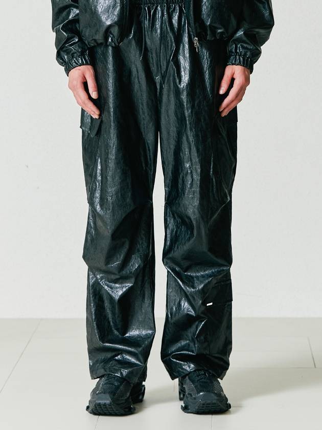 VCL Crack Leather Parachute Cargo Banding Pants Black - S SY - BALAAN 1