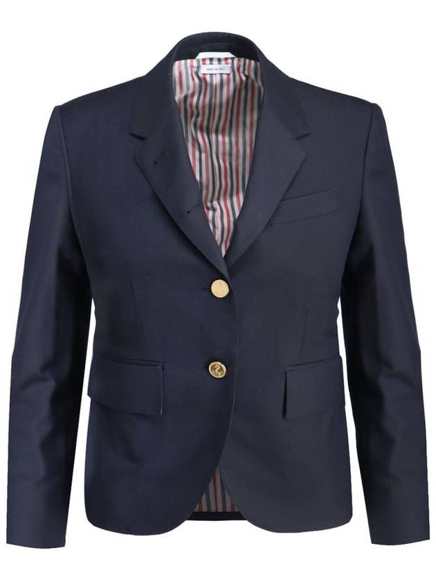 Women's Twill Slim Fit Single Breasted Wool Jacket Navy - THOM BROWNE - BALAAN 2