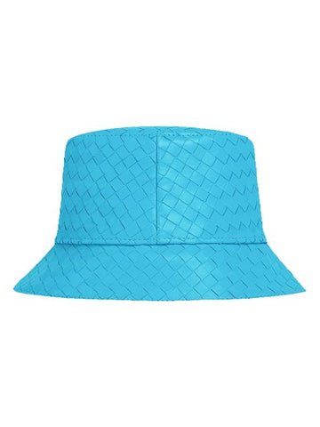 Intrecciato Leather Bucket Hat Blue - BOTTEGA VENETA - BALAAN 1