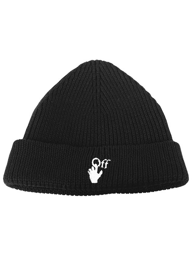 Hand Off Logo Wool Beanie Black - OFF WHITE - BALAAN.