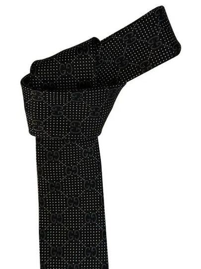 Men's GG Dot Pattern Silk Necktie Black - GUCCI - BALAAN 2