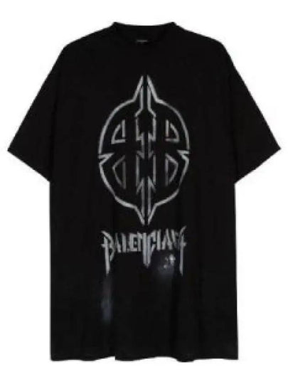 Metal BB Stencil Cotton Short Sleeve T-Shirt Black - BALENCIAGA - BALAAN 2