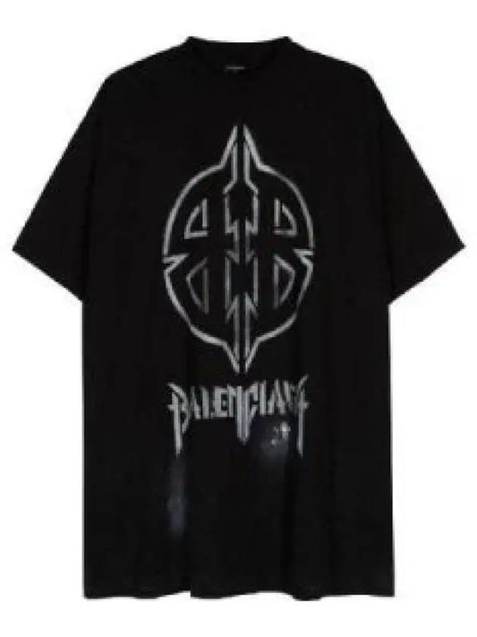 Metal BB Stencil Cotton Short Sleeve T-Shirt Black - BALENCIAGA - BALAAN 2