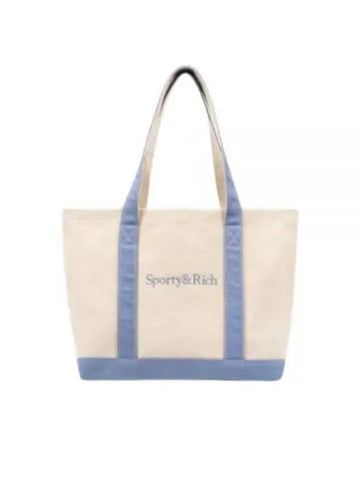 Serif Logo Two Tone Tote NaturalSky Blue ACAW233NT Bag - SPORTY & RICH - BALAAN 1