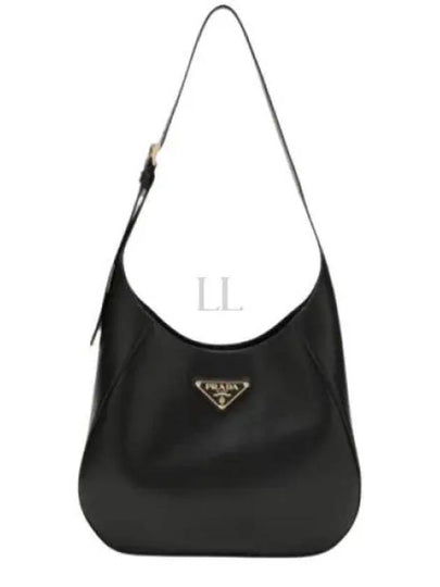 Triangle Logo Leather Shoulder Bag Black - PRADA - BALAAN 2