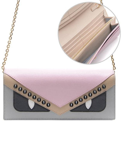 Monster Chain Long Wallet Pink Grey - FENDI - BALAAN 2