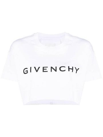 Archetype Cropped T Shirt BW70C53YAC 100 WHITE - GIVENCHY - BALAAN 1