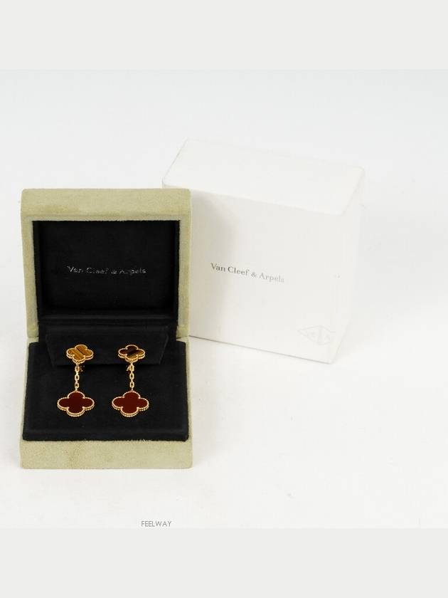 Van Cleef Arpels Magic Alhambra Earrings 2 Motif Yellow Gold Carnelian Tiger s Eye 74203 - VANCLEEFARPELS - BALAAN 7