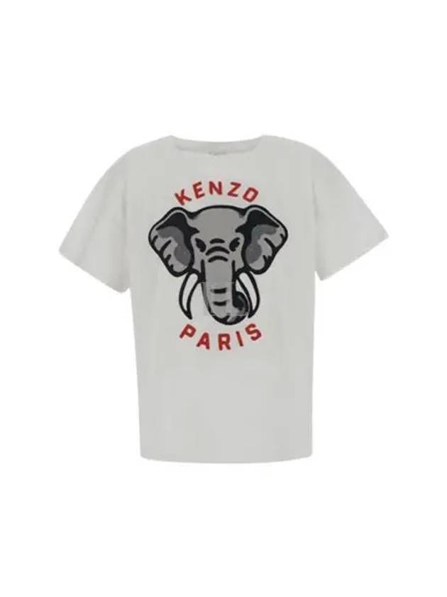 Elephant Cotton Short Sleeve T-Shirt White - KENZO - BALAAN 2