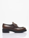 Triangle Logo Leather Loafers Chocolate - PRADA - BALAAN 2