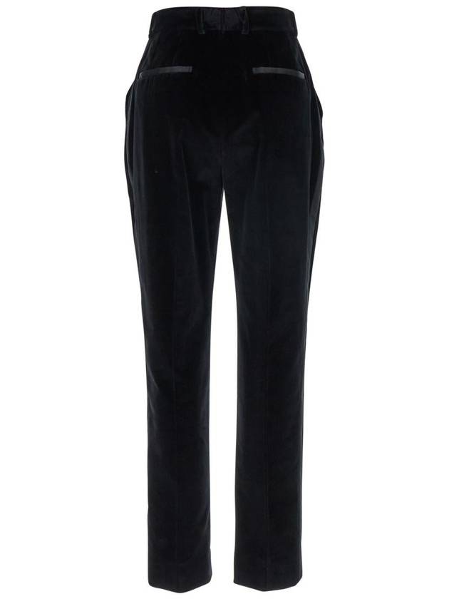 Black Pants With High Waist And Belt Loops In Velvet Woman - DOLCE&GABBANA - BALAAN 2