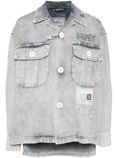 Faded Effect Denim Long Sleeve Shirt White - MAISON MIHARA YASUHIRO - BALAAN 1