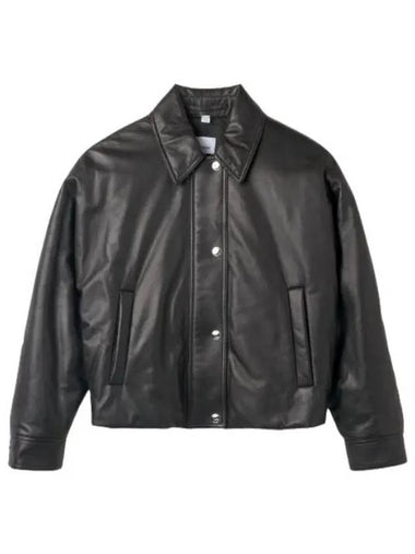 Embroidered leather jacket black - BURBERRY - BALAAN 1