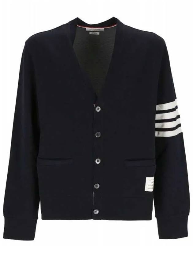 V-Neck 4 Bar Cardigan Navy - THOM BROWNE - BALAAN 4