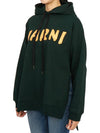 Logo Print Cotton Hooded Top Dark Green - MARNI - BALAAN 3