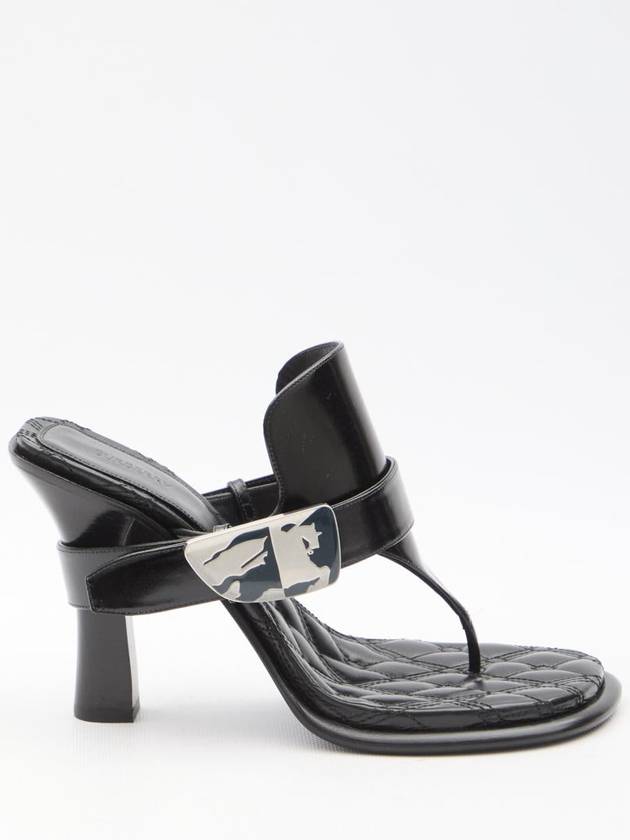 Bay Leather Sandal Heels Black - BURBERRY - BALAAN 2