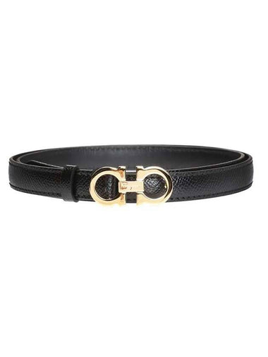 Gancini Leather Belt Black - SALVATORE FERRAGAMO - BALAAN 1