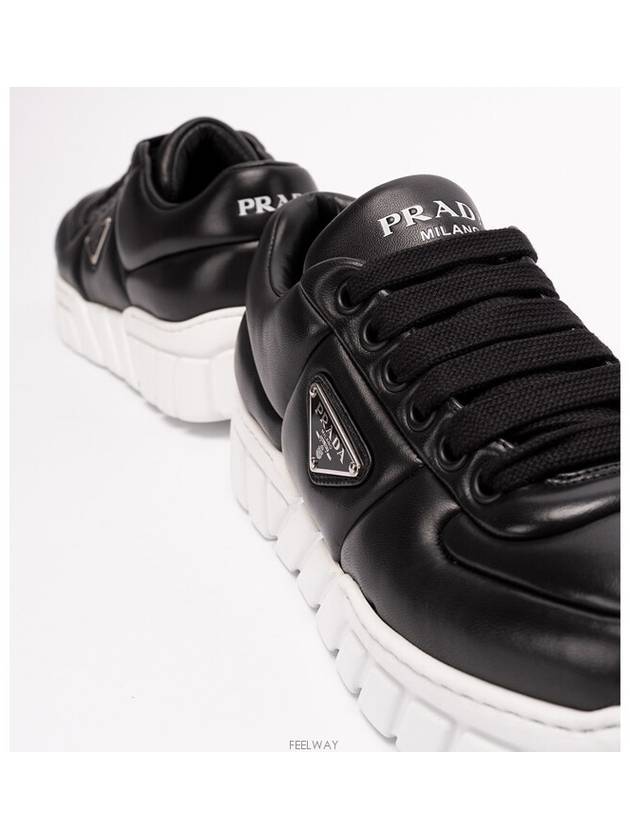 Padded Nappa Leather Low Top Sneakers Black - PRADA - BALAAN 4