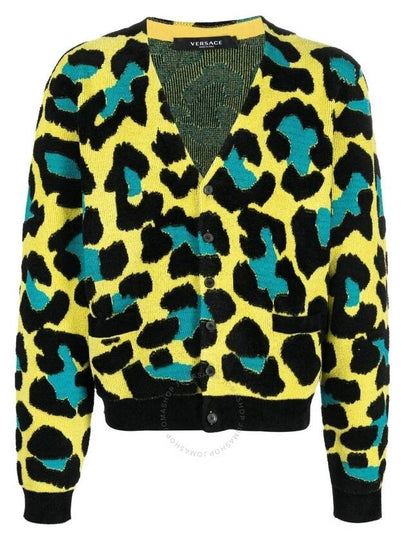 Men's Leopard Print V-Neck Cardigan - VERSACE - BALAAN 2