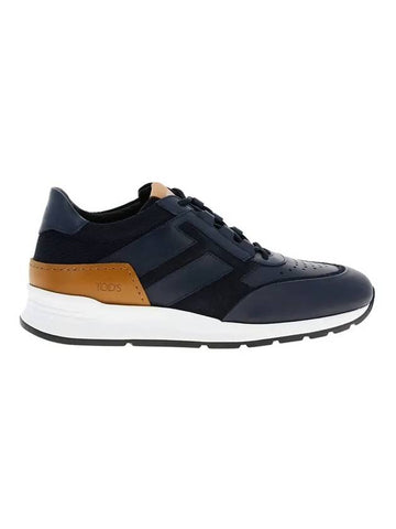 Allacciato Leather Low-Top Sneakers Navy - TOD'S - BALAAN 1