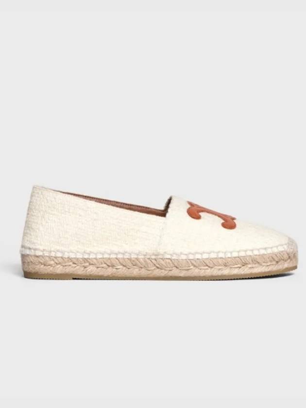 Women's Triomphe Logo Patch Flat Espadrilles Cream - CELINE - BALAAN 4