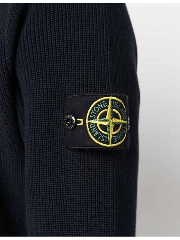 Wappen Patch Navy Cotton Knit Wool Over - STONE ISLAND - BALAAN 3