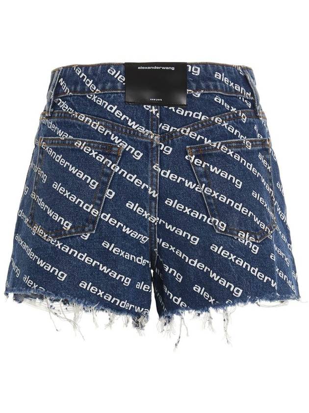 Byte Logo Monogram Denim Shorts Blue - ALEXANDER WANG - BALAAN 3