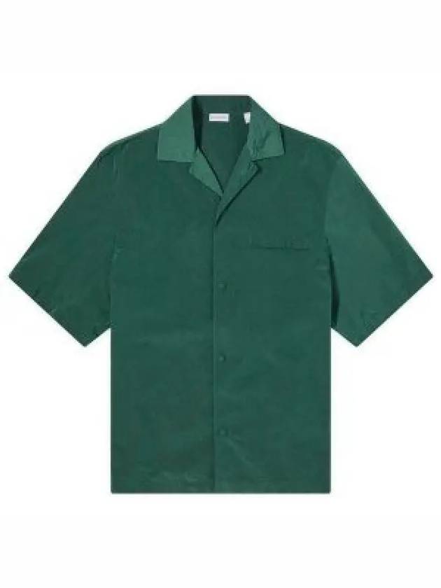 Notched Collar Short Sleeve Shirt Green - BURBERRY - BALAAN 2