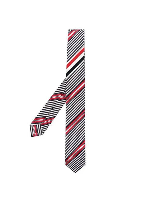 Jacquard Wrap Three Stripe Silk Tie - THOM BROWNE - BALAAN 1