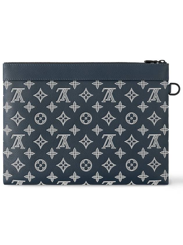 Men's Pochette To Go Monogram Shadow Leather Pouch Bag Ink Blue - LOUIS VUITTON - BALAAN 5