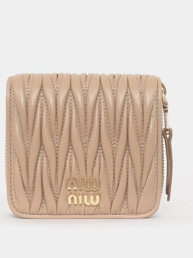 Matelasse Logo Zip Around Half Wallet Sand Beige - MIU MIU - BALAAN 3