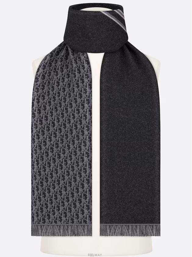 Oblique Wool Muffler Black Grey - DIOR - BALAAN 3