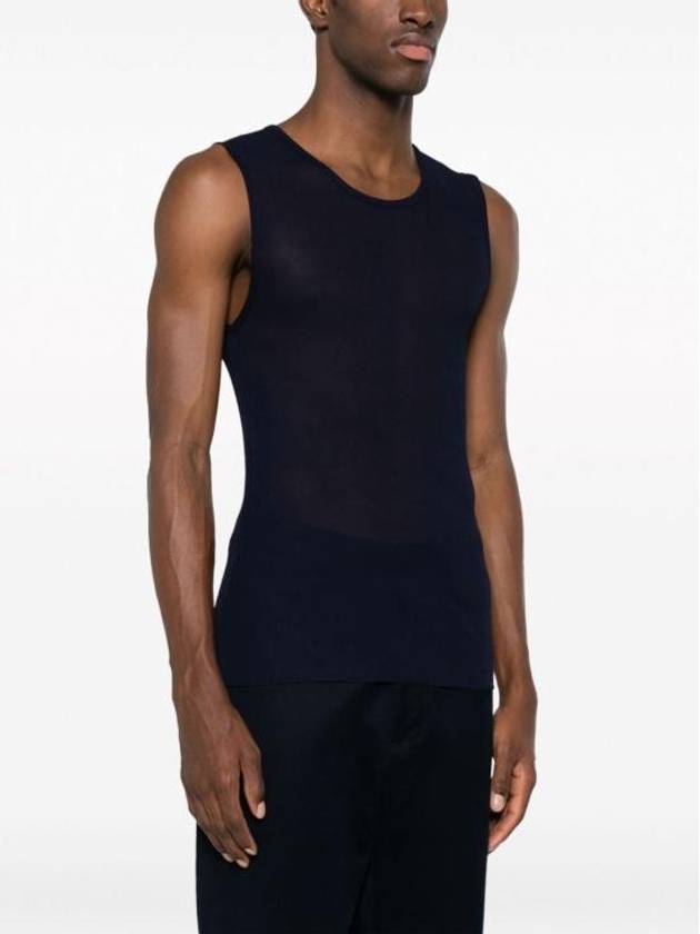 Ride Ribbed Long Tank Sleeveless Navy - AMI - BALAAN 5