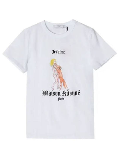 Women's Oly Je T Aime Classic Cotton Short Sleeve T-Shirt White - MAISON KITSUNE - BALAAN 2