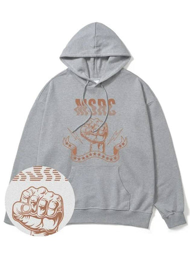 Punch Line Coffee Brown Overfit Hoodie Gray - MONSTER REPUBLIC - BALAAN 1