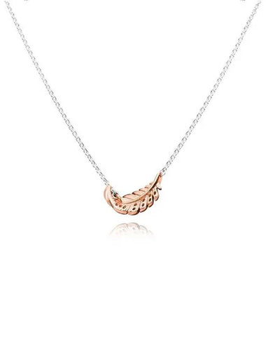 Women's Two-Tone Floating Curved Feather Collier Necklace Rose Gold - PANDORA - BALAAN 1