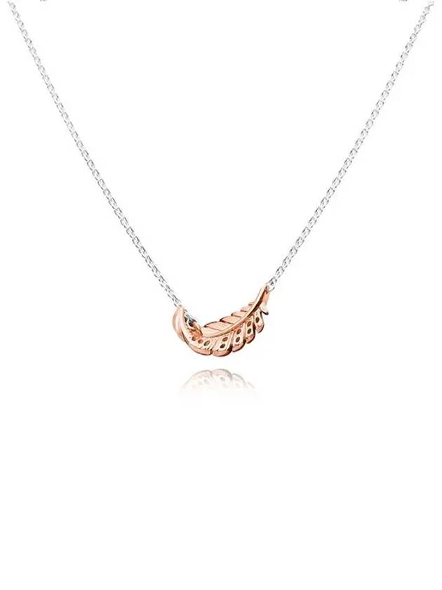 Women's Two-Tone Floating Curved Feather Collier Necklace Rose Gold - PANDORA - BALAAN 1