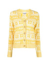 Intarsia Logo Wool V-Neck Cardigan Yellow - GANNI - BALAAN 2