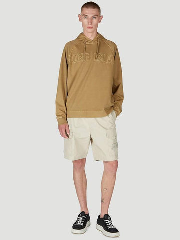 Men's Garment Dyed OLD Treatment Cotton Hoodie Brown - STONE ISLAND - BALAAN 1