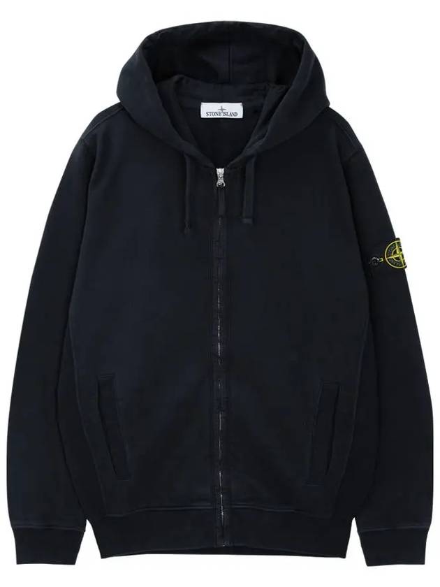 Logo Cotton Zip-Up Hoodie Navy - STONE ISLAND - BALAAN 4